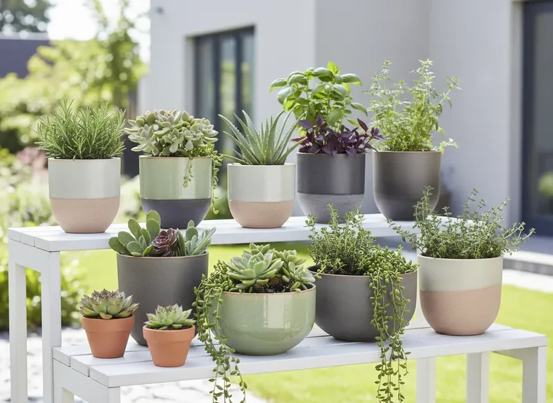 עציצים דקורטיביים בגדלים שונים